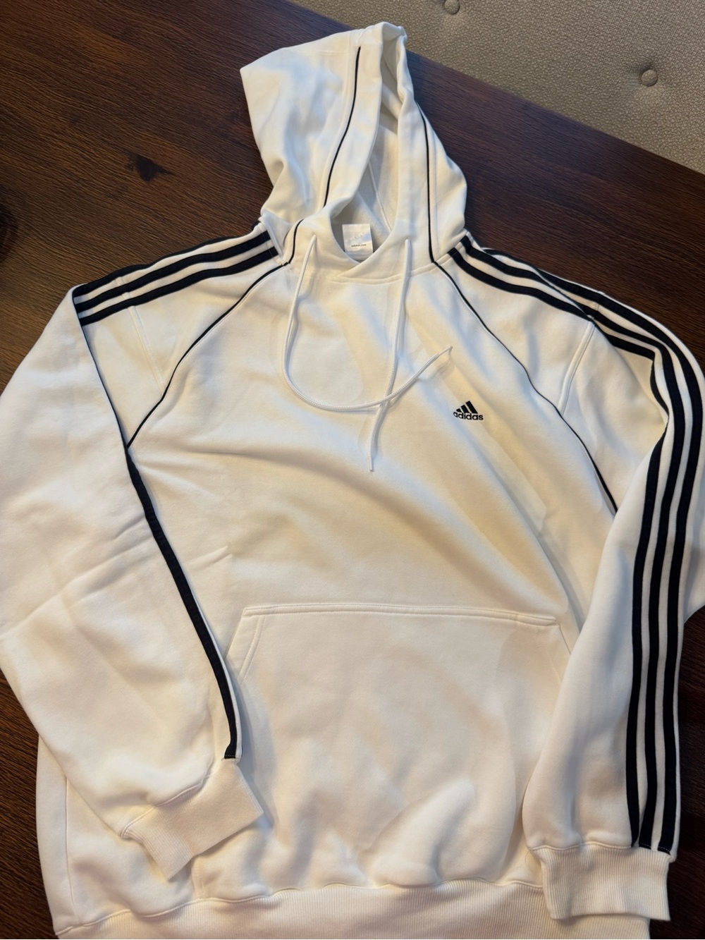 Adidas Men’s White Hoodie with Black Stripe Detail NWOT Size XL